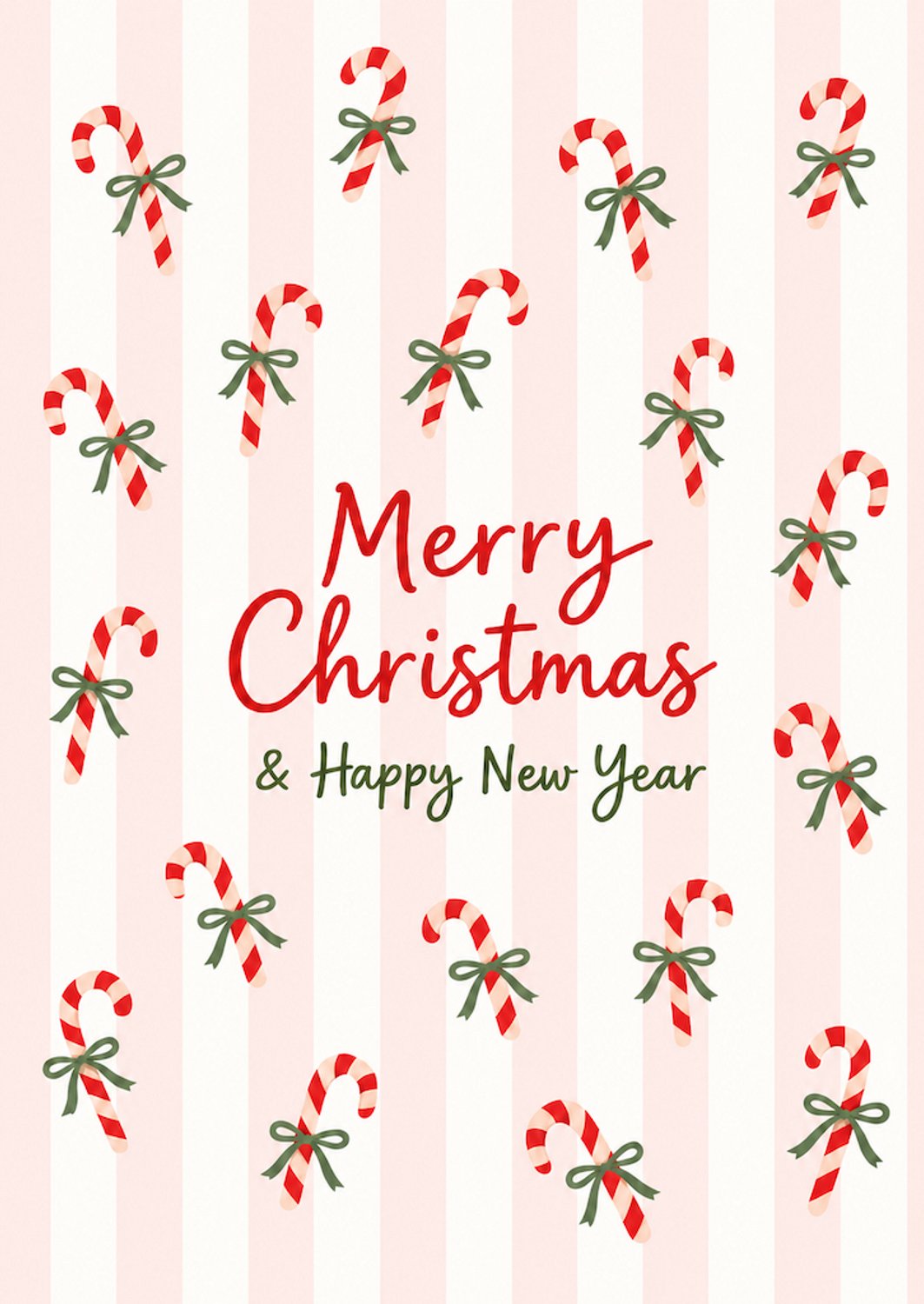 Kerstkaart Merry Christmas & Happy New Year met candy canes – A6 feestdagenkaart