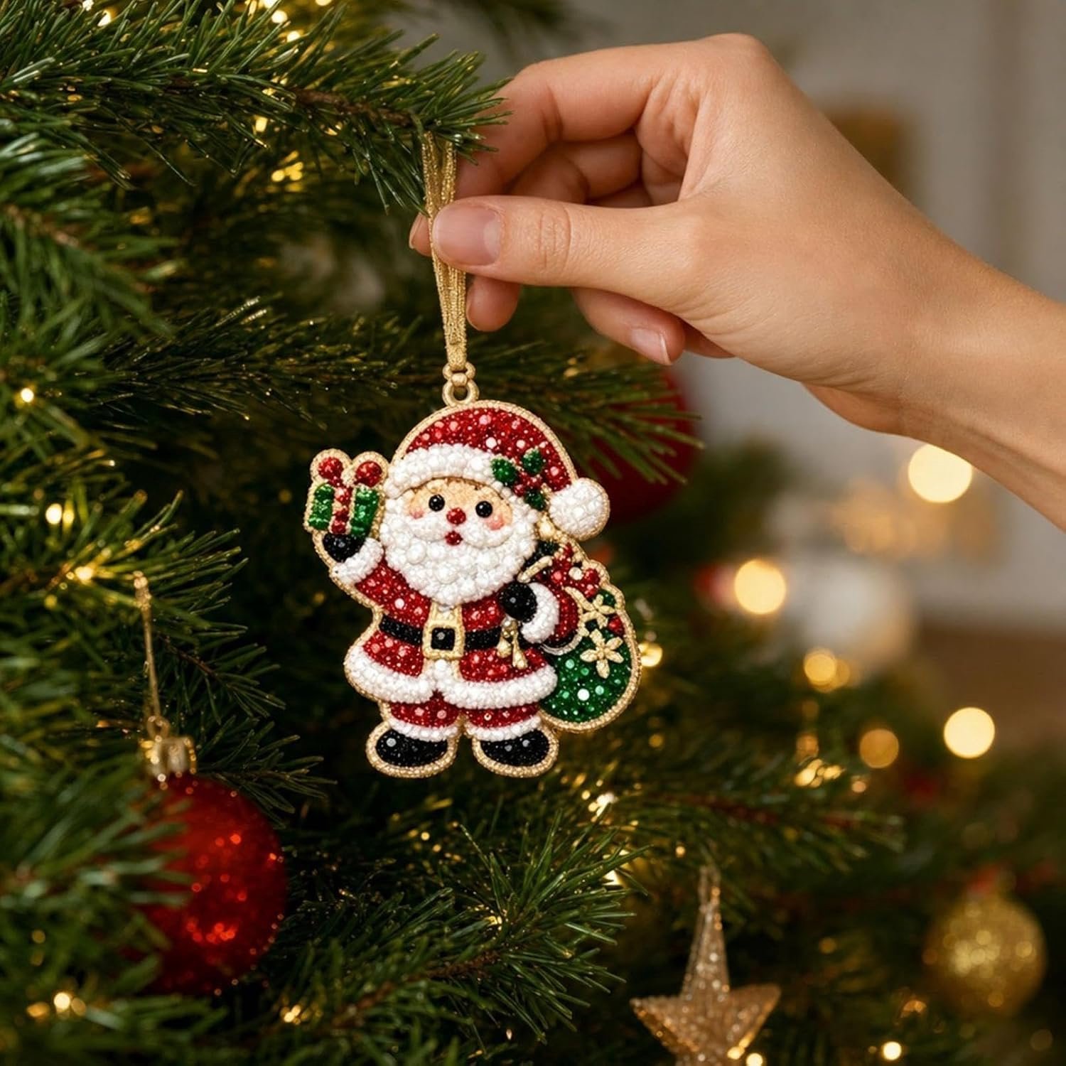 10-delige Set - DIY Diamond Painting Kersthanger - Kerstthema diamantschilderij ornament - Kerstversieringen - Kerstboomversieringen - Zelfgemaakte kerstversieringen - Kerstcadeaus - Geschikt voor volwassenen en kinderen – foto 4