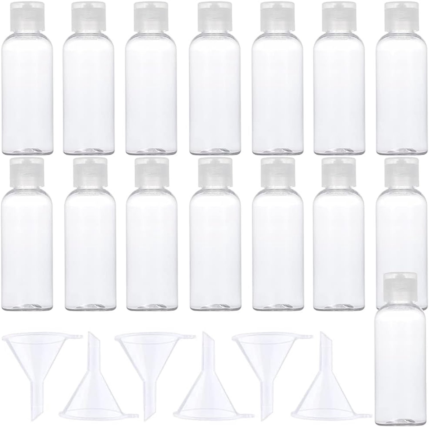 Reisflessenset 15 stuks - 50 ml - transparant kunststof - ideaal voor shampoo en lotions - ServiceTopper