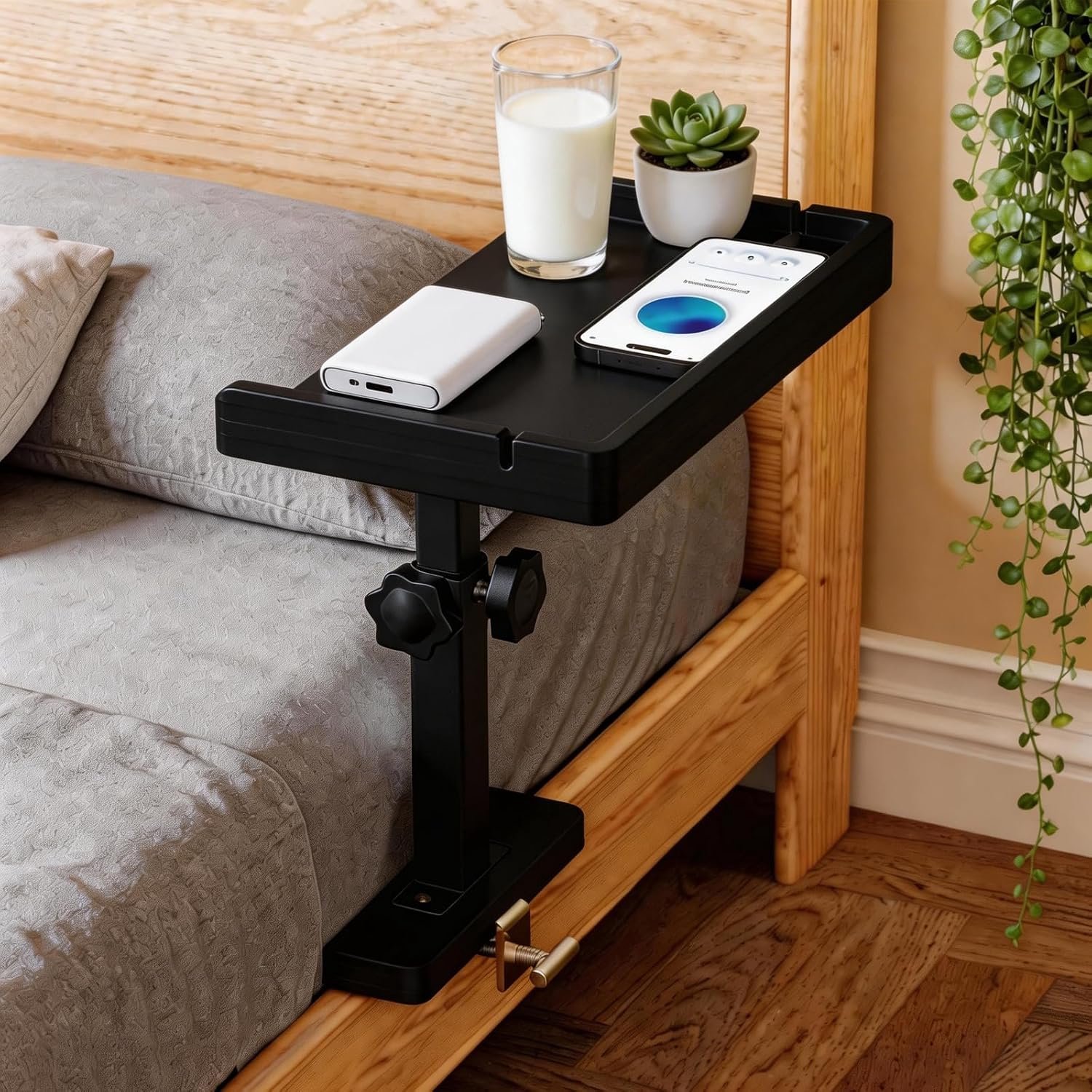 Bed Shelf voor Hanging - Hoogte verstelbaar - Zwart - Ideaal voor studentenkamers - m-winkel