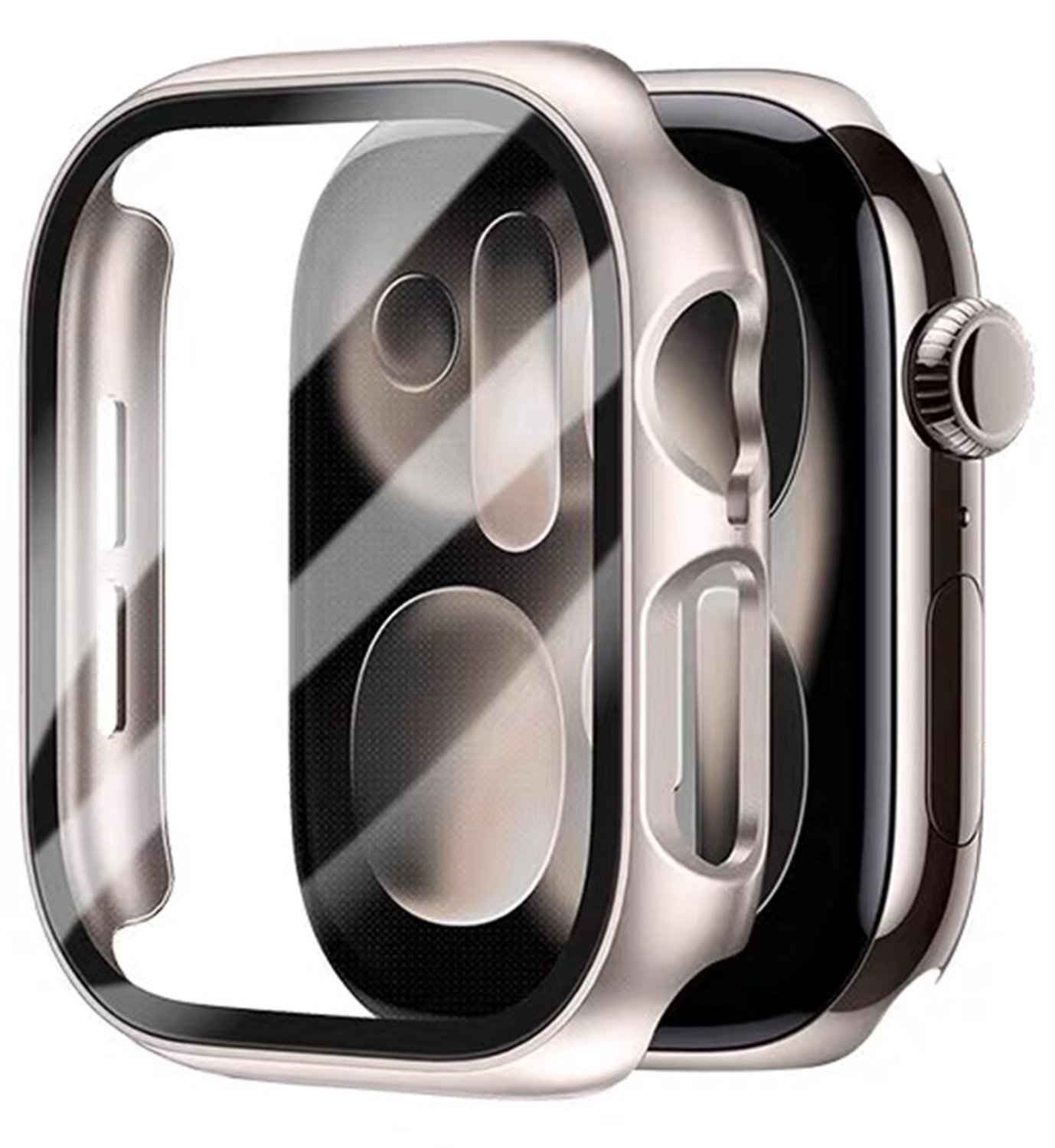 Stravo Case / Hoesje voor Apple Watch SE 3/2/1 & Series 6/5/4 44mm – Full Cover TPU met Screenprotector – Starlight