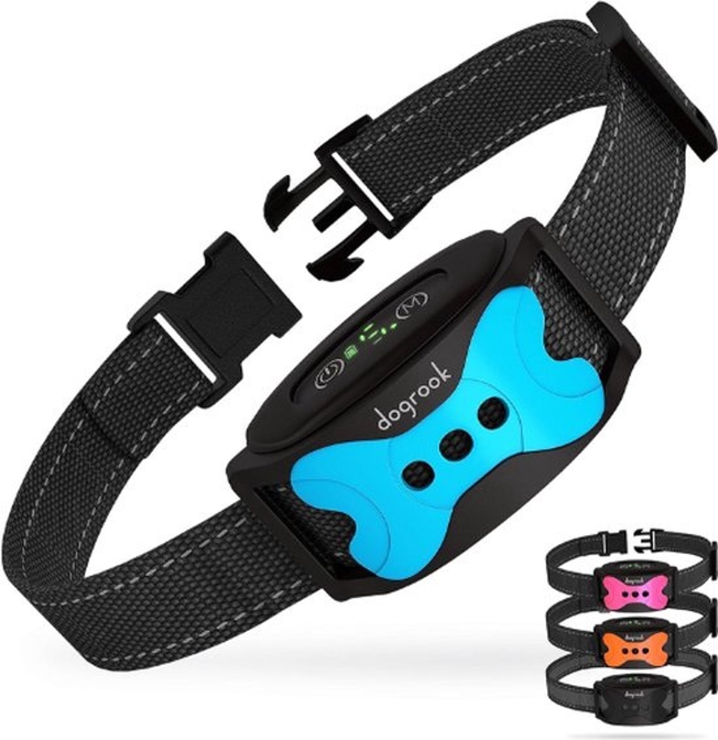 DOGROOK® halsband tegen blaffen - Blafband in blauw - Anti-blafband voor kleine honden - Anti-blafband voor grote honden - Halsbanden en apparaten tegen blaffen - Oplaadbare blafband - Halsbanden voor training