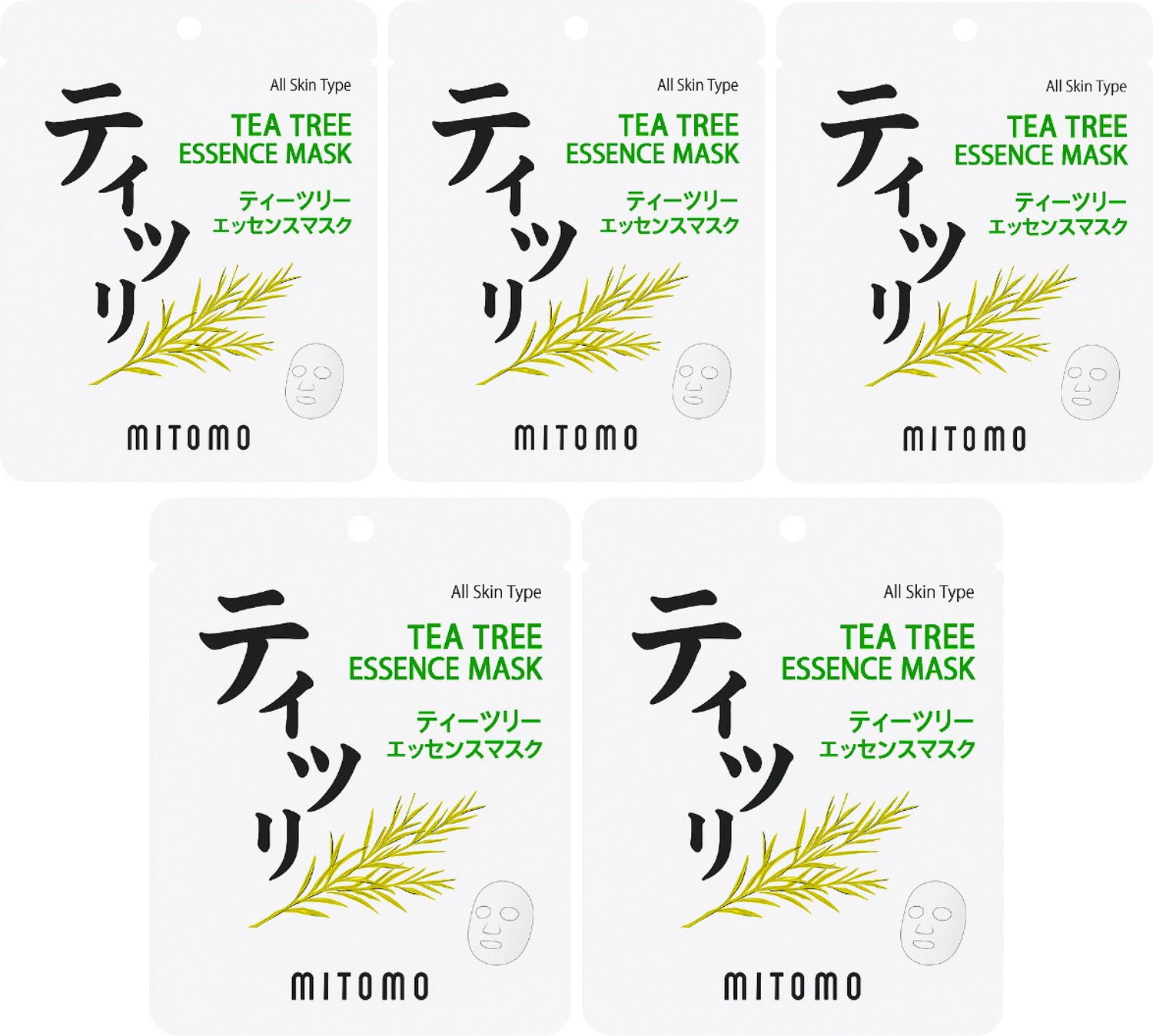 MITOMO Gezichtsmasker Tea Tree Oil - Zuiverend & Kalmerend Sheet Mask - Gezichtsverzorging - 5 Stuks