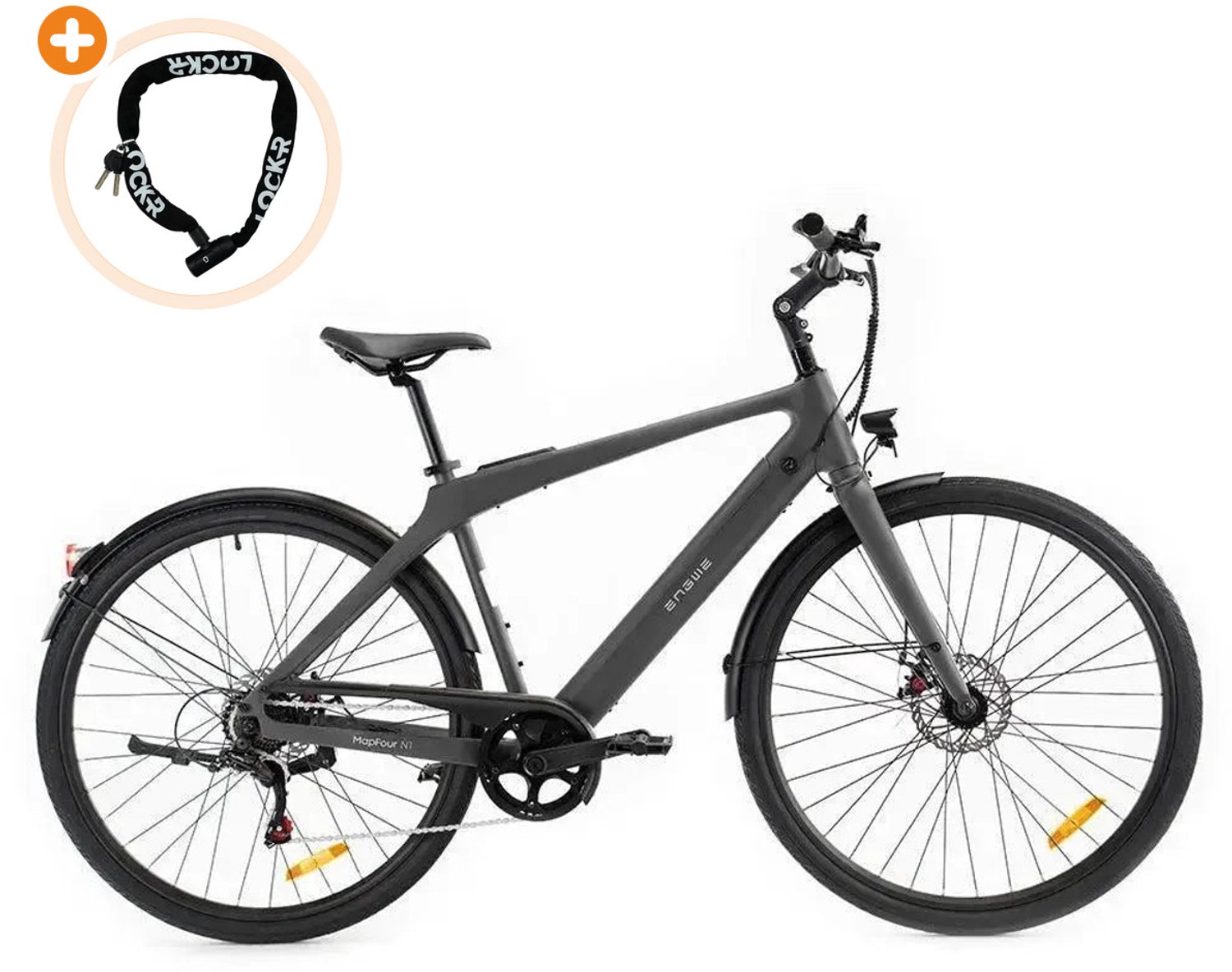 Fatbikeskopen.nl ENGWE Mapfour N1 air Elektrische Fiets 28 inch 250W motor Actieradius tot 100 km Mechanische schijfrem 360Wh accu Grijs