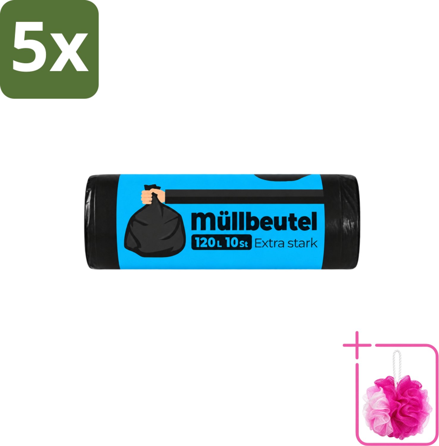 5 x Deluxe - Vuilzakken - Stevig & Ruim - 10 Vuilniszakken - 120L - Bulkverpakking - Vuilzakken 120 l - Douchemop - Huishoudelijk afval