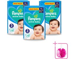3 x Pampers – Luiers – Active Baby Maat 3 – 70 Luiers - Bulkverpakking - Baby-luiers - Douchemop - Droge billetjes
