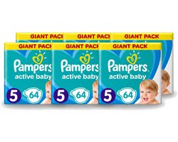 6 x Pampers - Active Baby - Luiers - Maat 5 (11-16 kg) - Zachte Pasvorm - 64 Luiers - Voordeelverpakking - 6 stuks