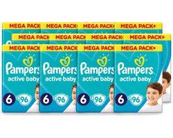 12 x Pampers - Active Baby - Luiers - Maat 6 (13-18 kg) - Extra Groot - 96 Luiers - Voordeelverpakking - 12 stuks