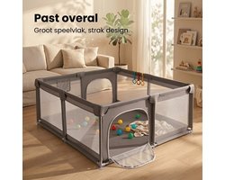 EuroBaby® Mova Grondbox Baby Box, Speelbox & Kinderbox voor Veilig Spelen – Inclusief Ballen, Trekringen & Opbergtas - Playpen - 180x150 CM