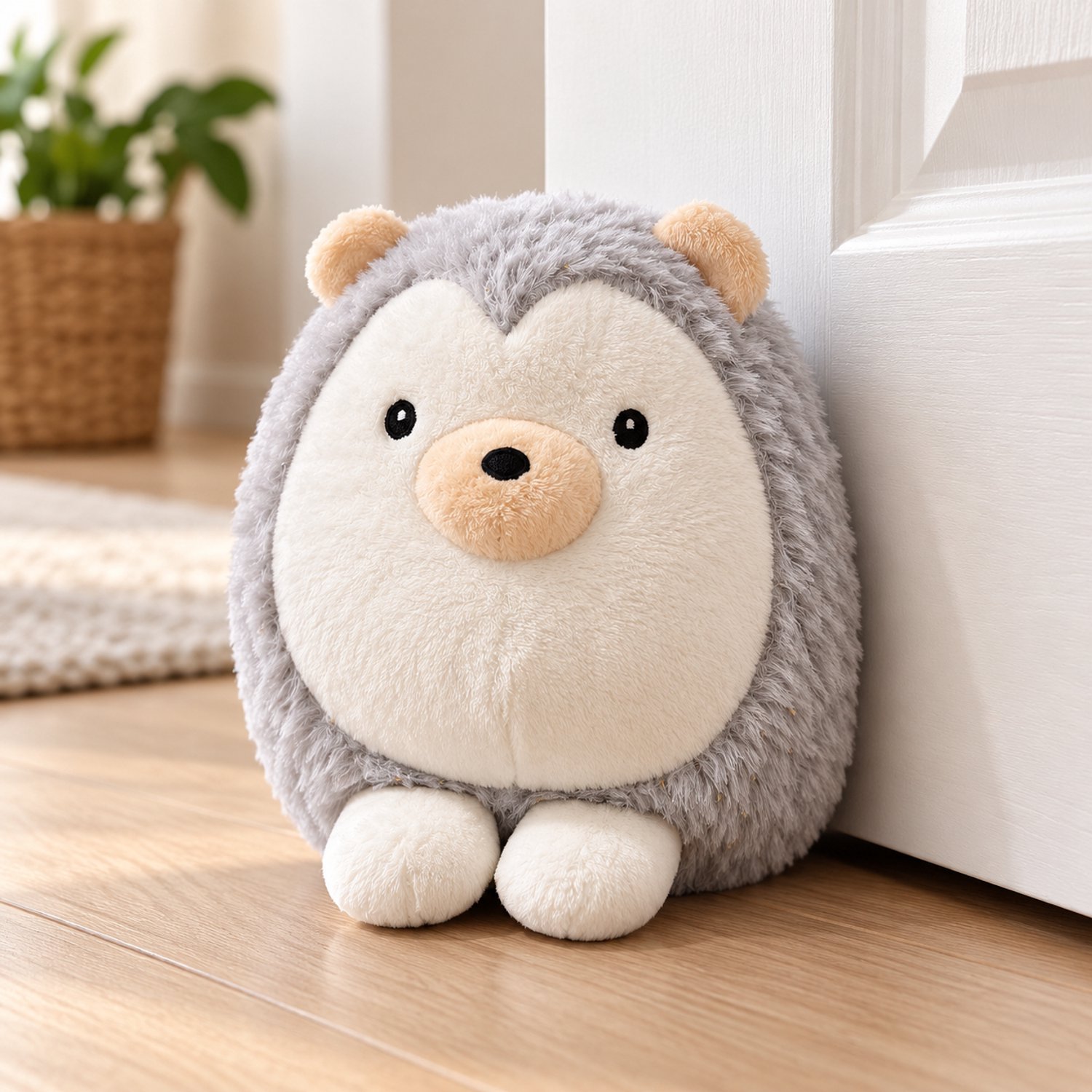 Egel Deurstopper – Pluche Deurstop – Decoratief – Grijs/Wit – Schattige Dieren Deurstopper - 1kg