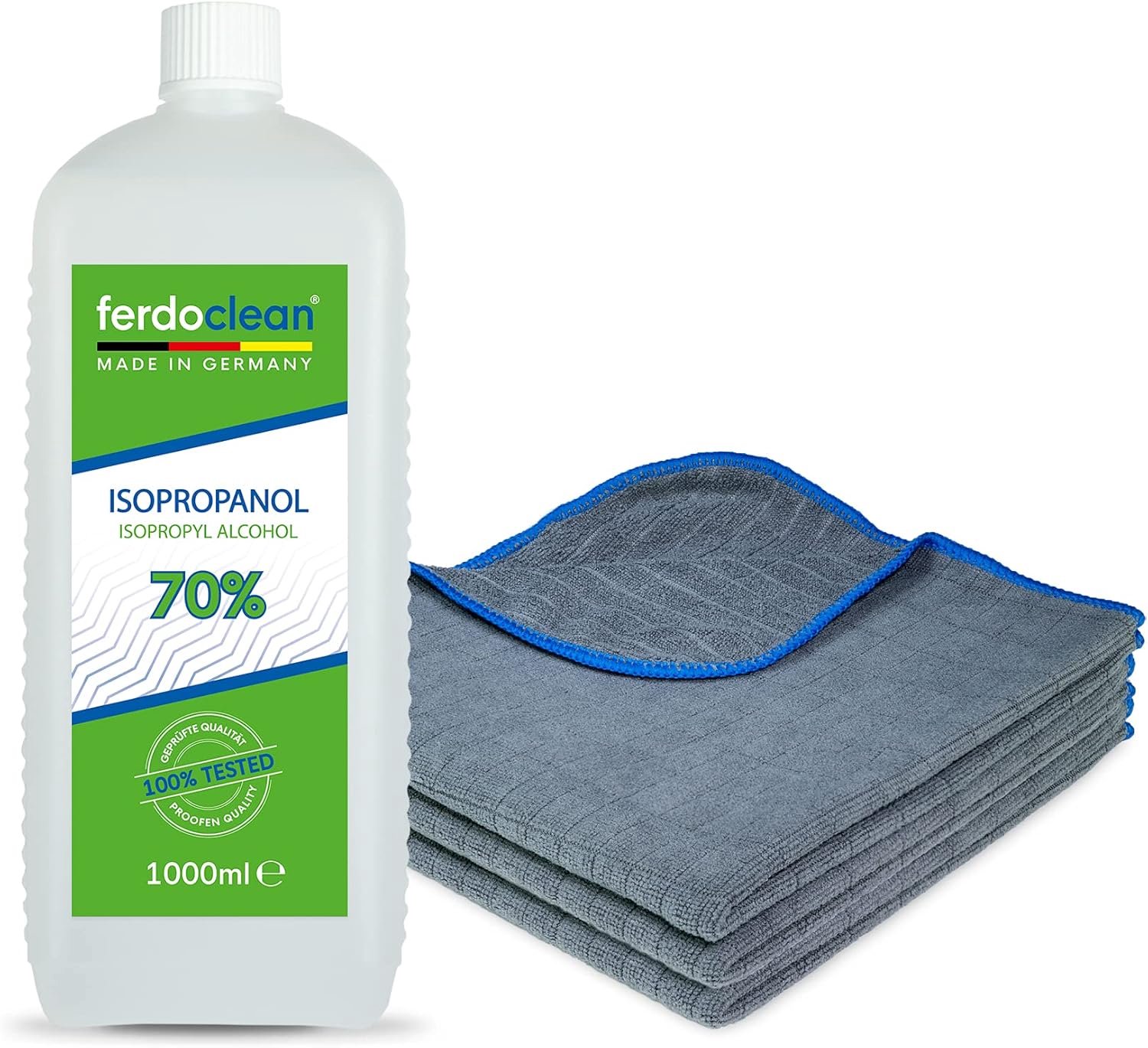 Isopropanol 70% 1 L - IPA reiniger - inclusief 3 microvezeldoeken - veelzijdige reiniging - Vemera