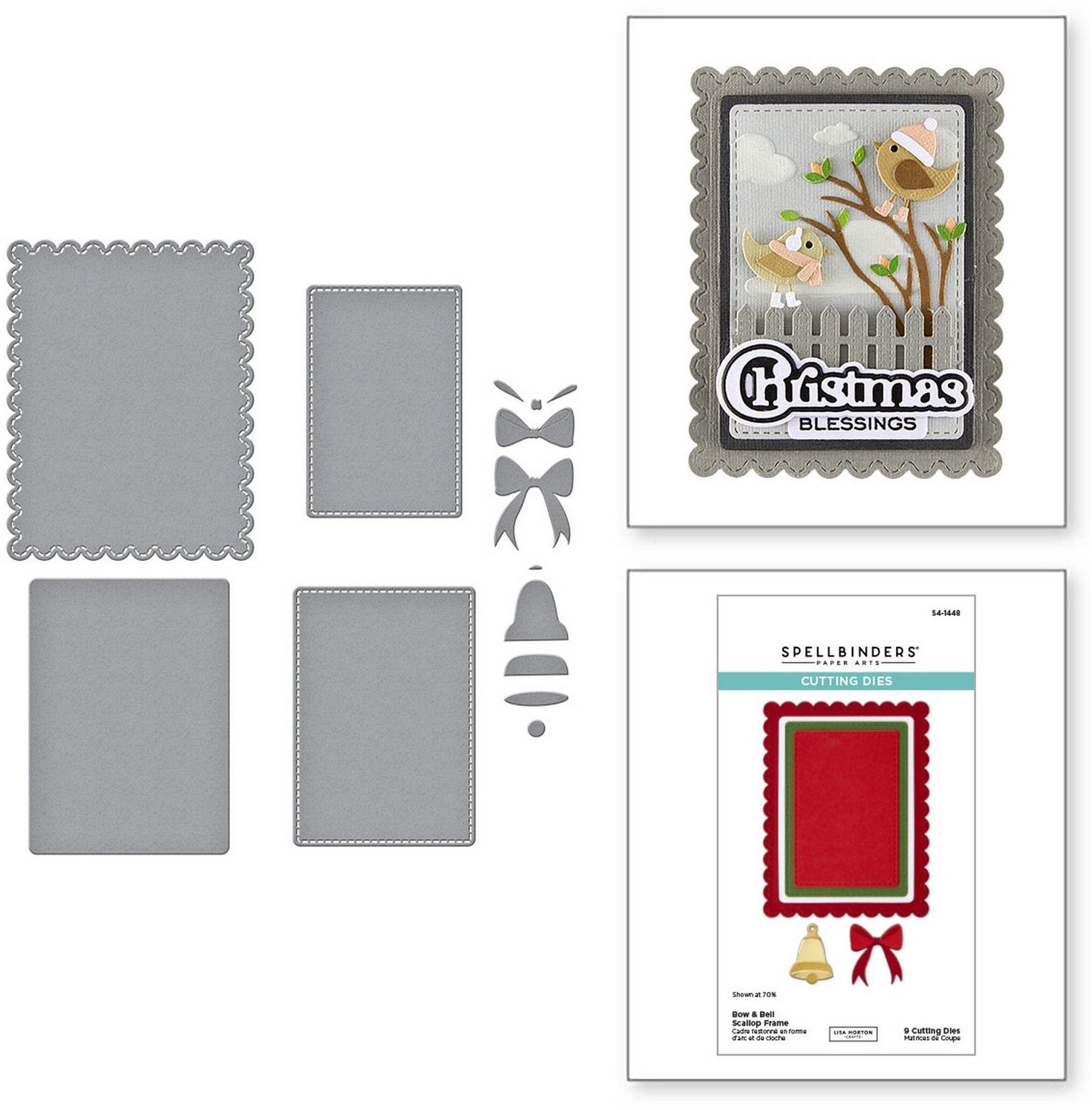 Spellbinders Snijmallen - Bow & Bell Scallop Frame - 9 st.