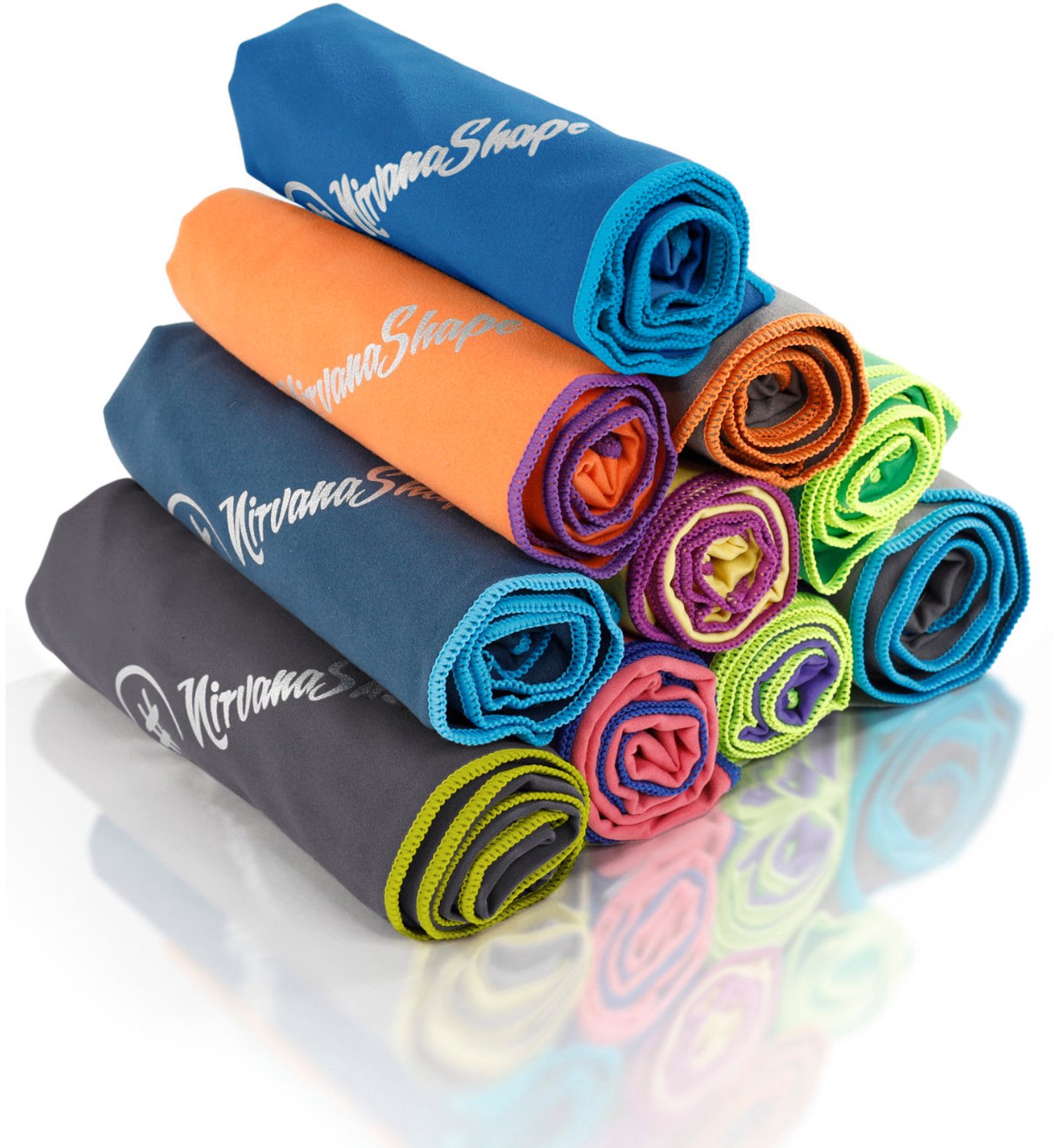 NirvanaShape - microvezel handdoek - microvezel reishanddoek - sneldrogend, ultralicht en zijdezacht - tot 8 keer meer absorberend - 200 x 100 cm - Blauw / Lichtblauwe Rand