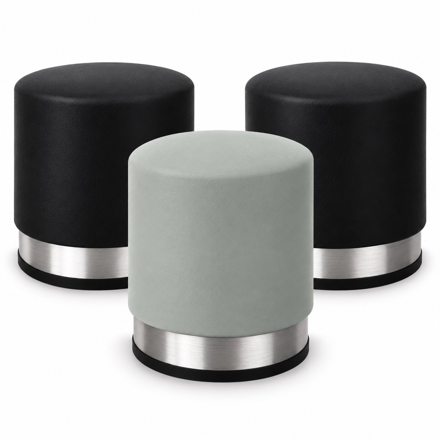HomeLine Deurstoppers 3 Stuks – Zware RVS Deurstopper 1,1 kg – Met Rubberen Beschermrand & Antislip – Ø 8,2 x 9,5 cm – Binnen & Buiten – 2x Zwart + 1x Grijs