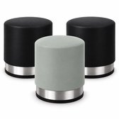HomeLine Deurstoppers 3 Stuks – Zware RVS Deurstopper 1,1 kg – Met Rubberen Beschermrand & Antislip – Ø 8,2 x 9,5 cm – Binnen & Buiten – 2x Zwart + 1x Grijs