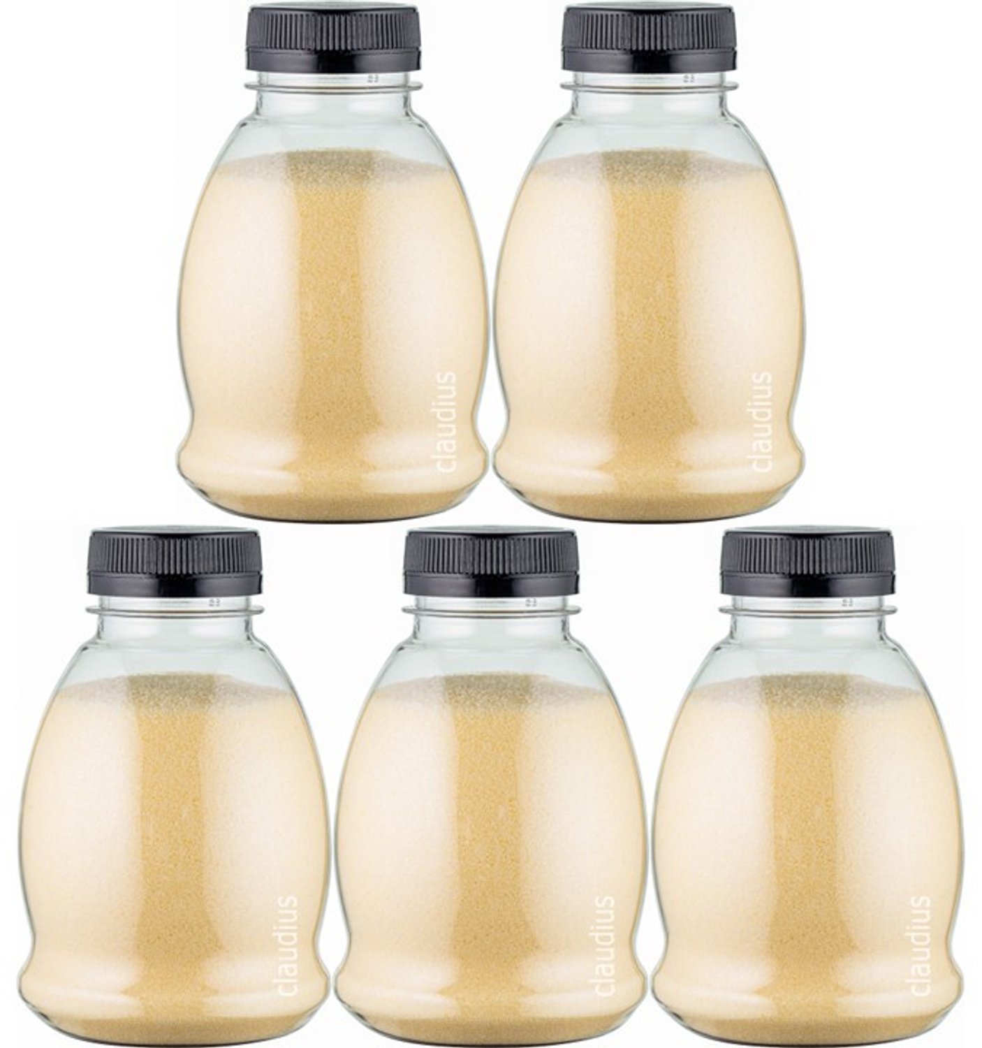 Claudius Scrubzout Vanille - 375 gram - Fles met zwarte dop - Set van 5 stuks - Hydraterende Lichaamsscrub - Body Scrub