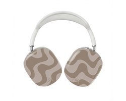 xoxo Wildhearts hoesje geschikt voor AirPods Max (2) - Ride With Me Brown - Ook als telefoonhoesje verkrijgbaar - schokbestendige case - koptelefoonhoes - Beschermhoes met met golvende print - golven - beige / bruin