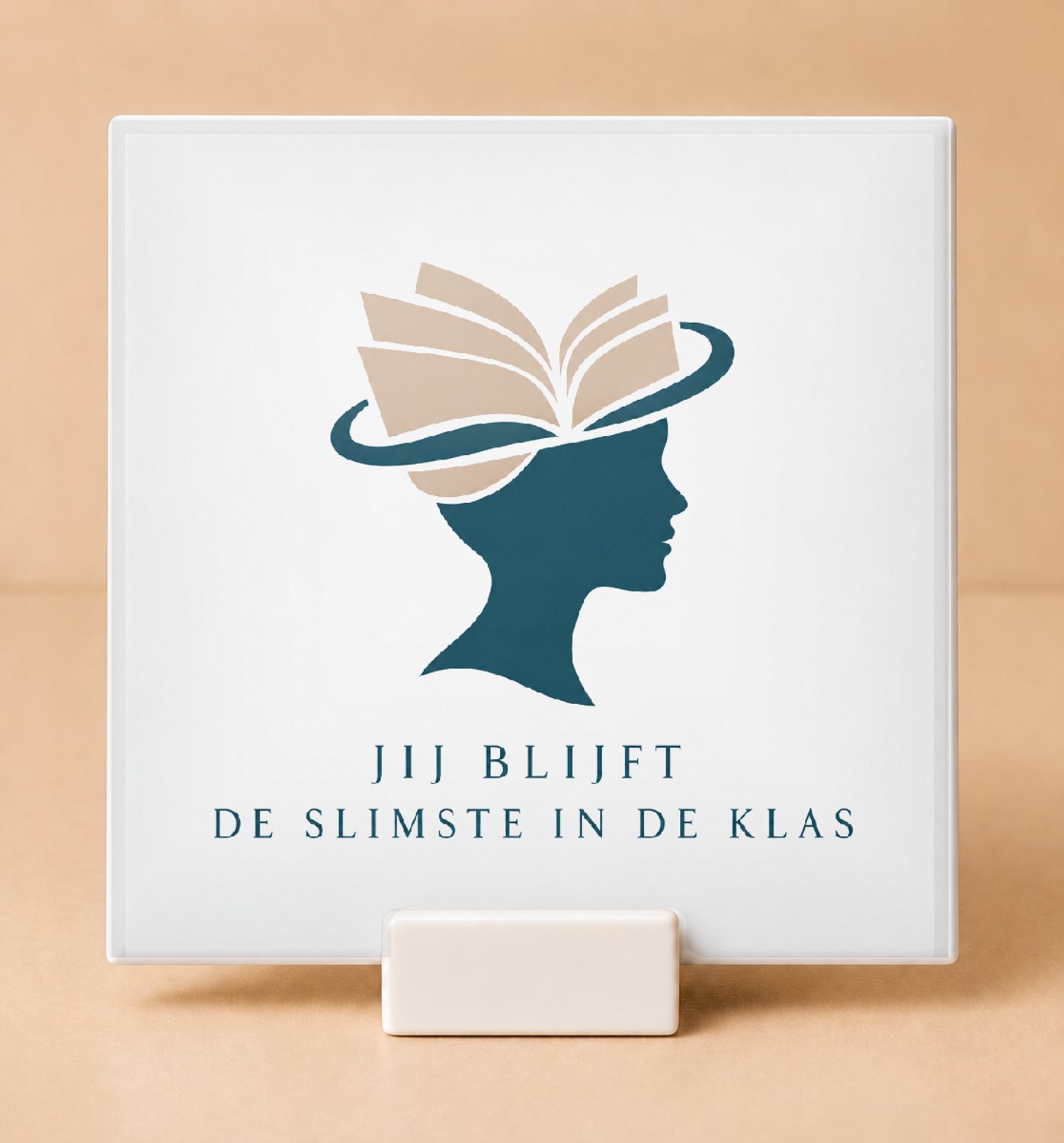 Bedruk King Sfeervolle Boho "De AI-wijze meester" Tegel – Inspirerende Wanddecoratie voor Slimme Studenten en AI-liefhebbers - 11 x 11 cm met houder Wit