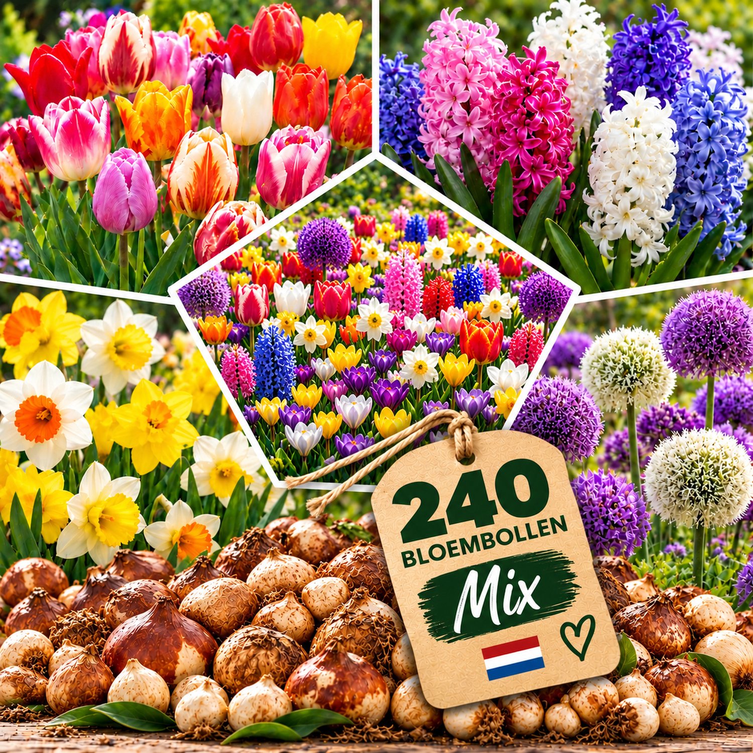 IRONO Winterharde Meerjarige Bloembollen – Mix van 240 Bollen – 5 Soorten