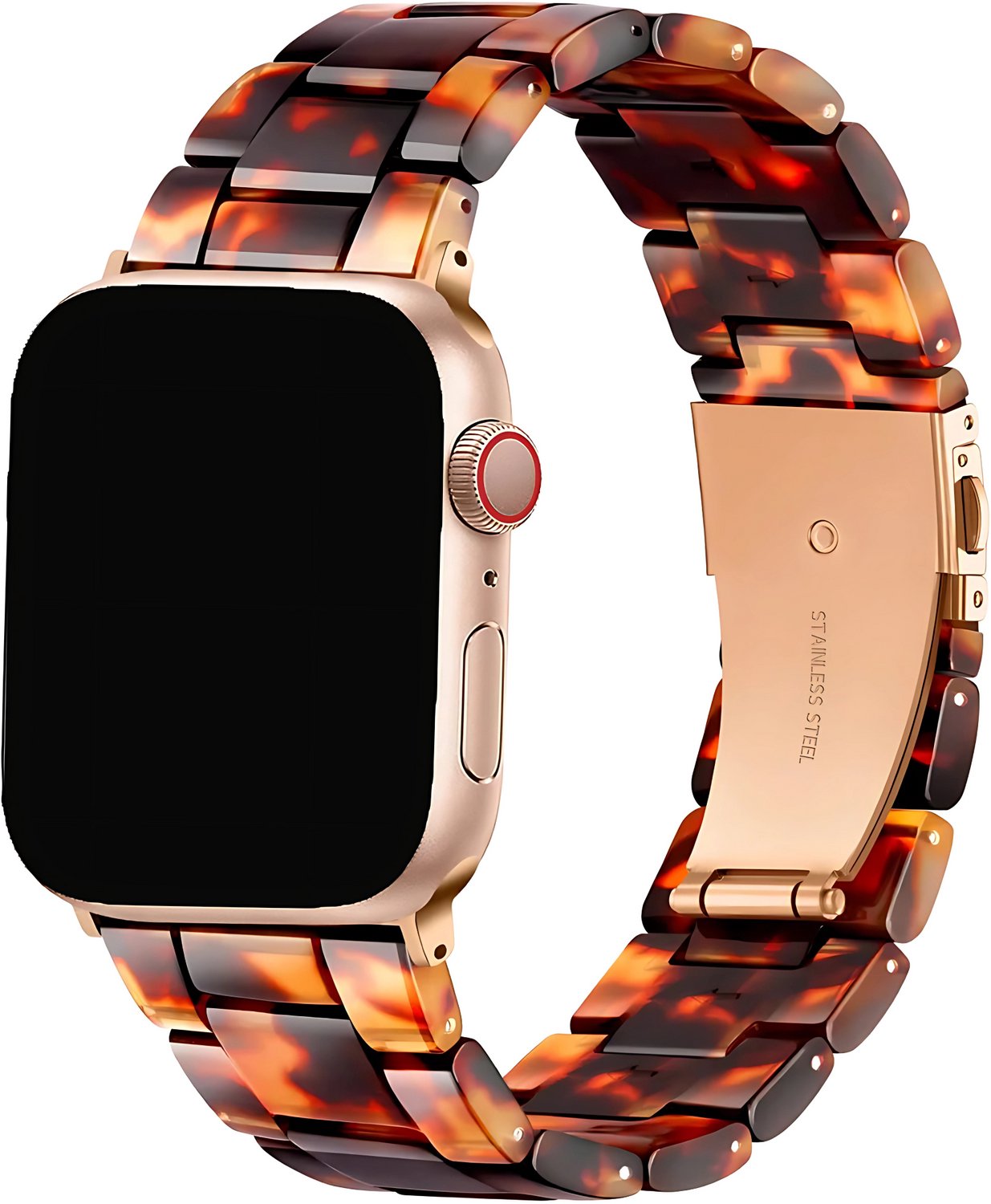 Innerlight® Gem+ - Panterprint - 42/44/45/46/49mm - Schakel Armband Geschikt voor Apple Watch - Horlogeband - Geschikt als Apple watch bandje voor Series 1/2/3/4/5/6/7/8/9/10/11/12/Ultra/Ultra 2/ Ultra 3/ Ultra 4
