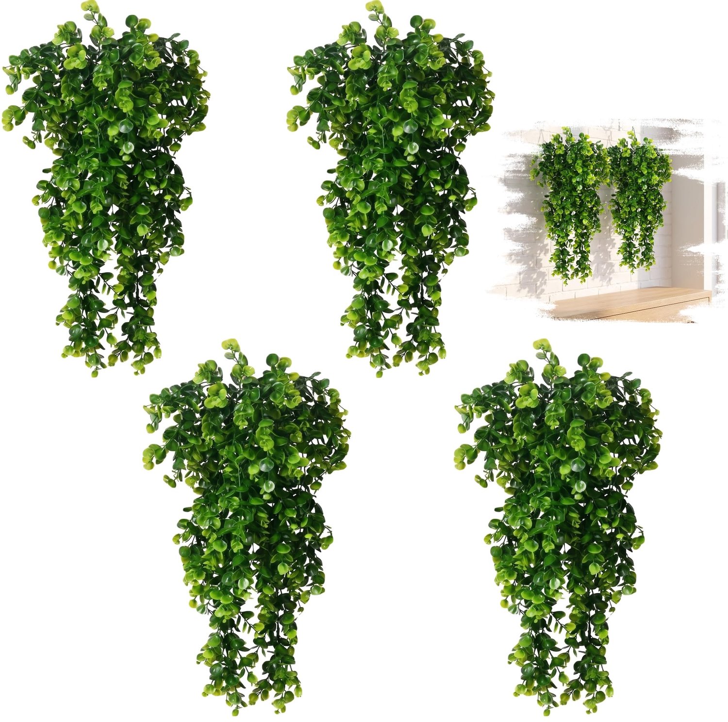 Kunstplant hangend - 4 stuks - nepplant - ideaal voor binnen en buiten - Vemera