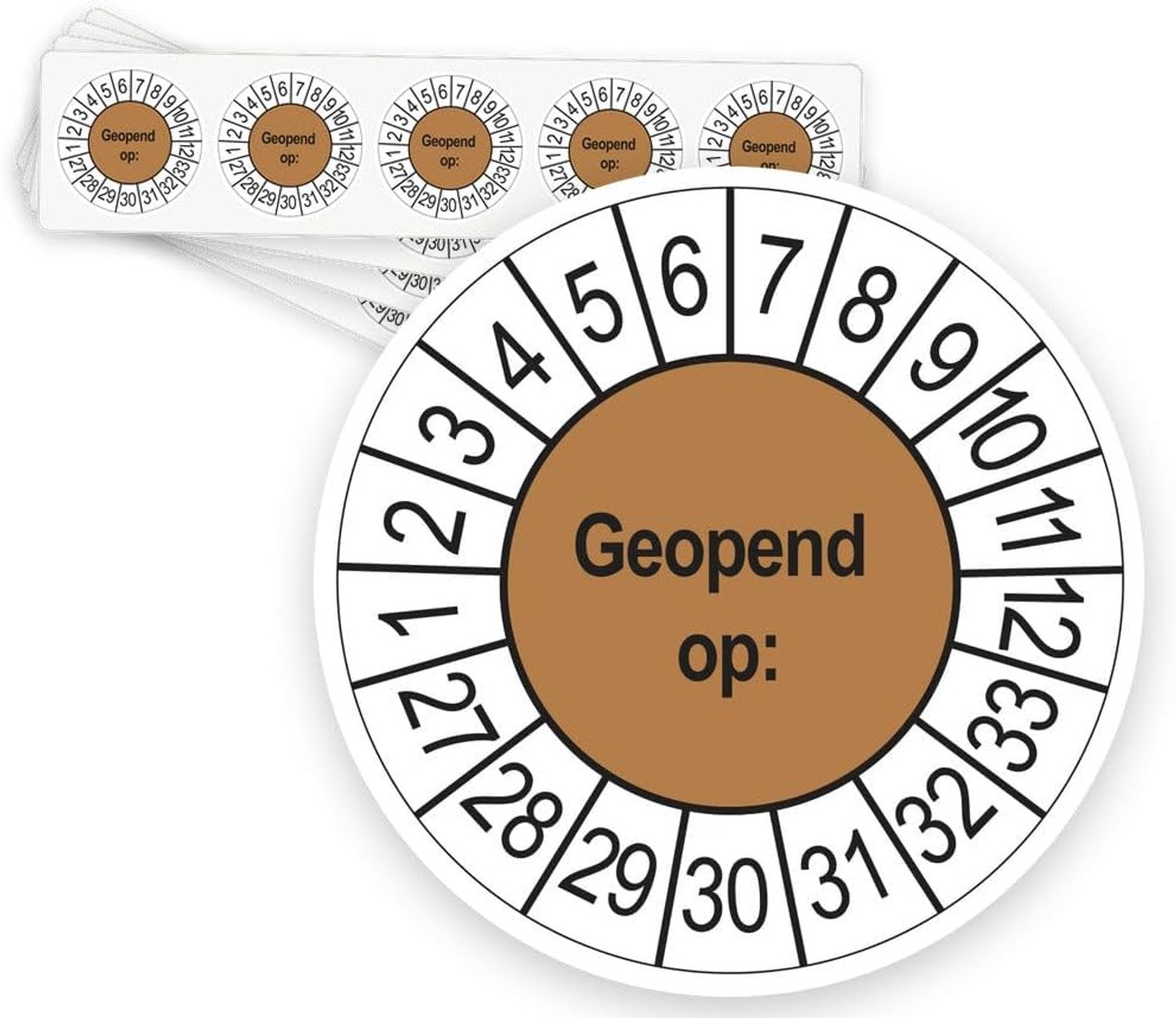 Inspectiestickers 35 mm - bruin - 50 stuks - duidelijk zichtbaar - m-winkel