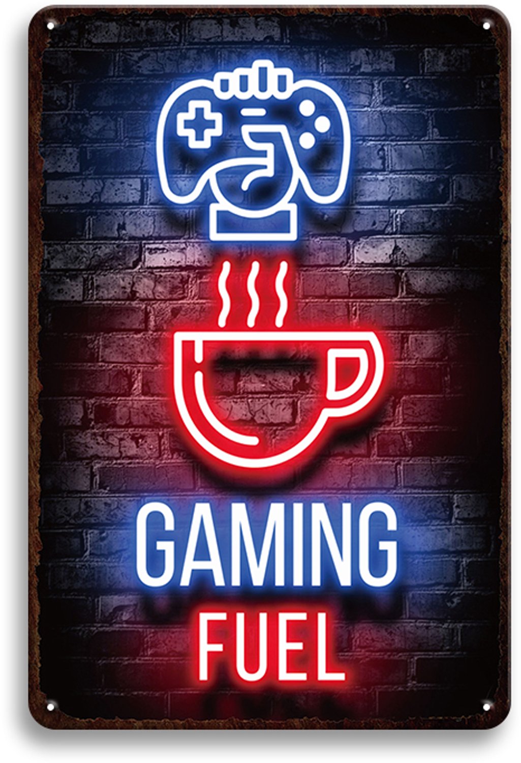 Gaming Fuel Metalen Wandbord 30x20cm – Gamer Tekstbord – Gaming Wanddecoratie – Game Room Mancave – Vintage Retro Decoratie