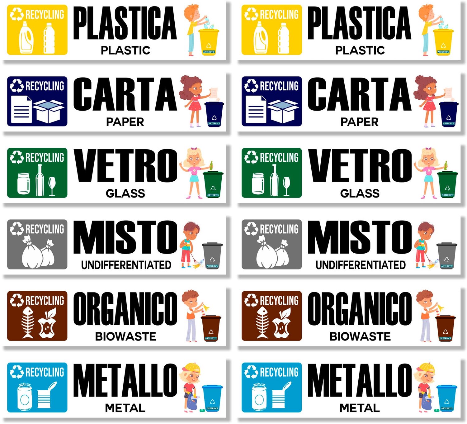 Stickers voor differentieverzameling 20 x 6 cm - waterdicht - voor binnen - 12 stuks - m-winkel
