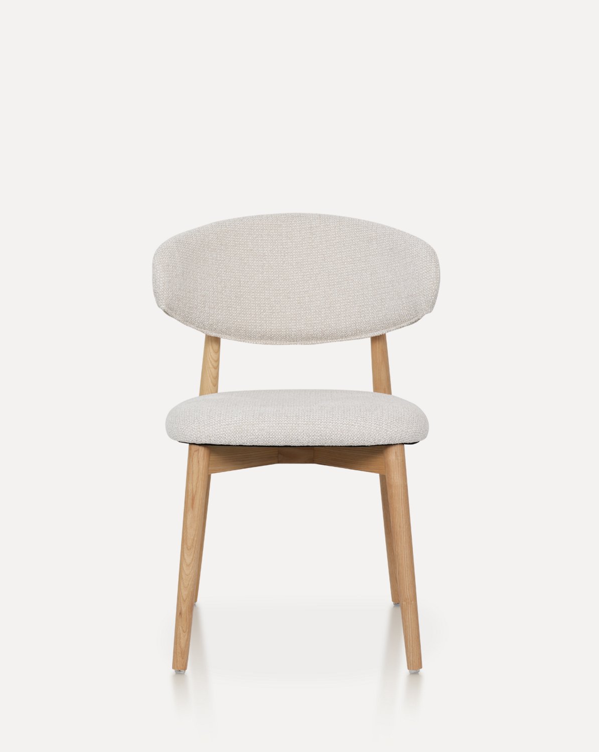 DESMIU Eetkamerstoel - Set Van 2 - Ergonomische Rugleuning Met Zachte Stoffen Bekleding - Voor Eetkamer En Kantoor - Hout - Naturel En Gebroken Wit