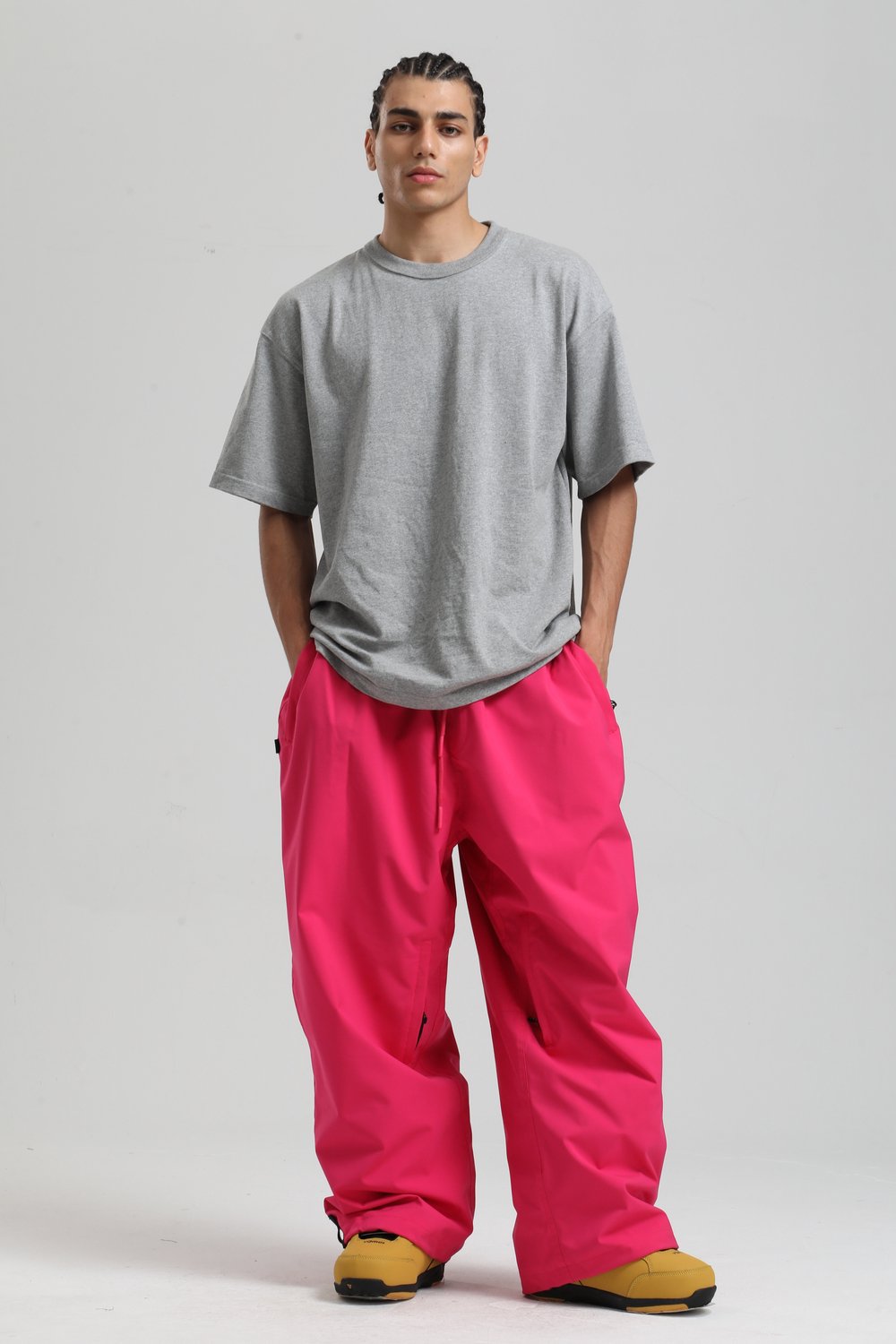 GSOU SNOW Duurzame baggy sneeuwbroek voor dames en heren met trekkoord Roze