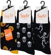 Funny Feet socks - Happy halloween sokken - cadeau - grappige sokken - 3 paar - Maat 35-38 - assortiment