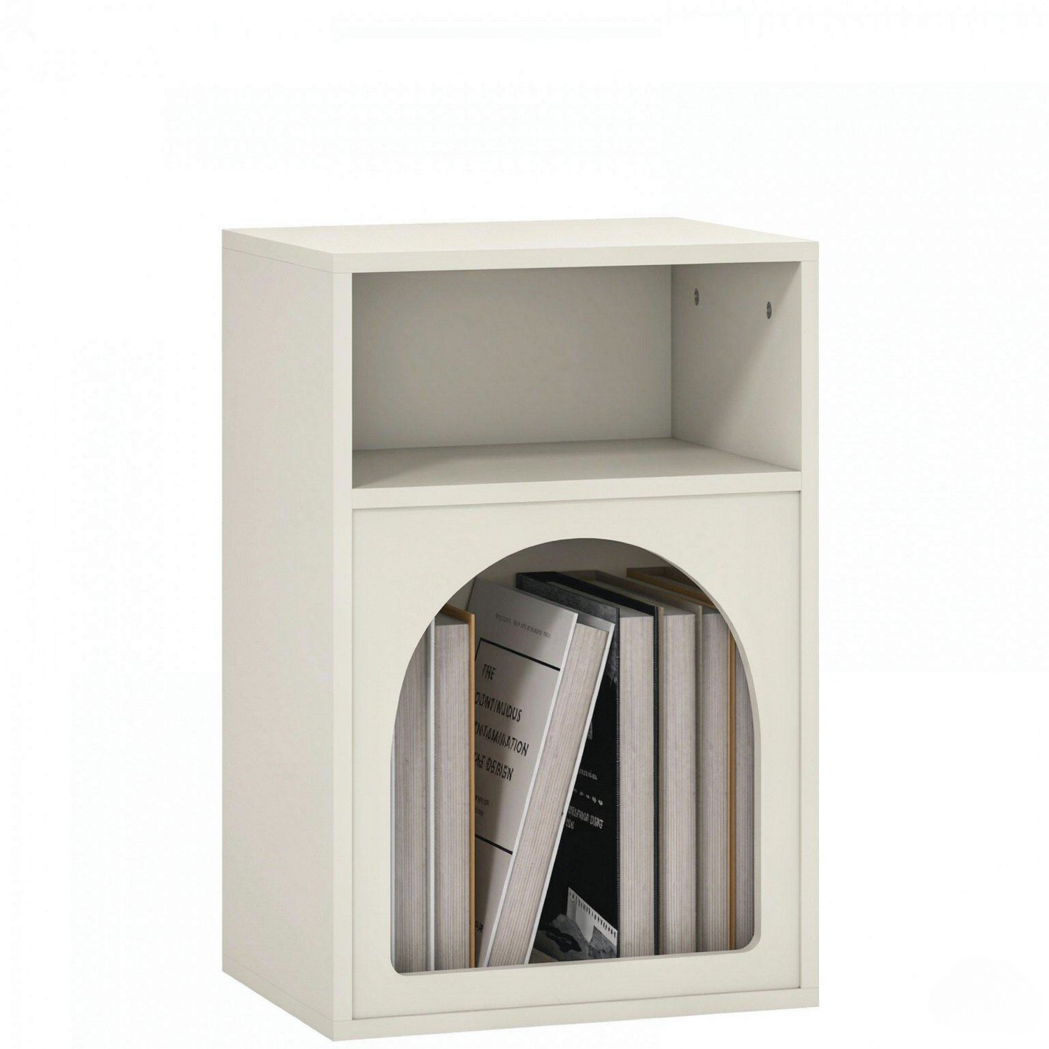 SONNENH Nachtkastje met boogvormig open vak - Crèmekleurig MDF - 40 x 30 x 60 cm