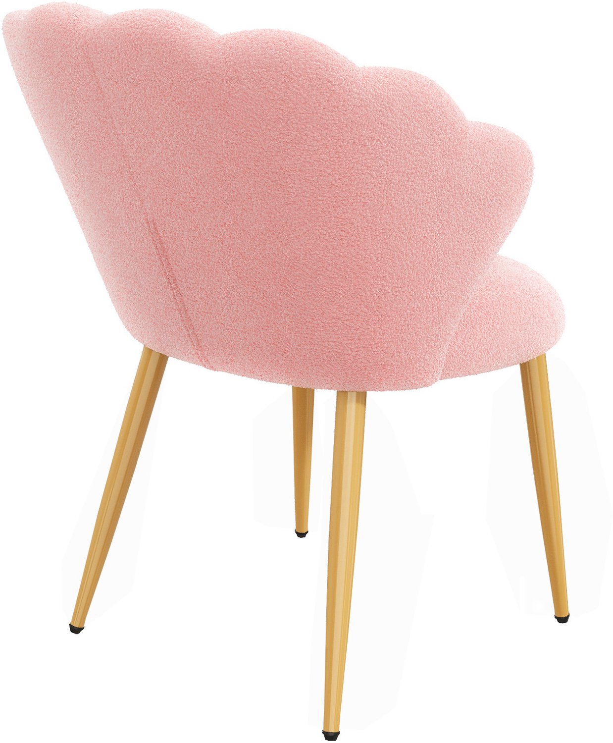 MODENUIT Eetkamerstoel - Set Van 4 Met Teddy-Stof Bekleding En Kussen - Voor Eetkamer - Roze - 60x62,5x83 Cm