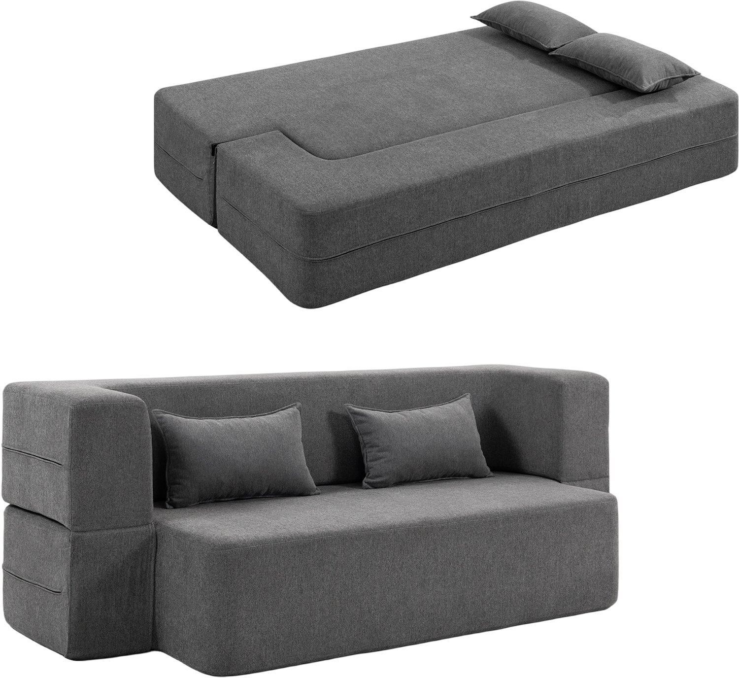 HOMCOM slaapbank - polyester - 203 × 95 × 75 cm - grijs