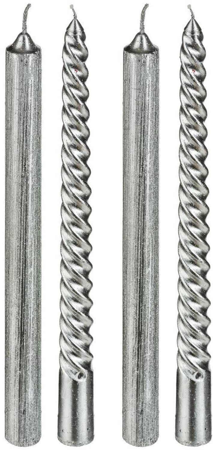 Feeric lights & Christmas Stick Candle x 4 Silver Argent