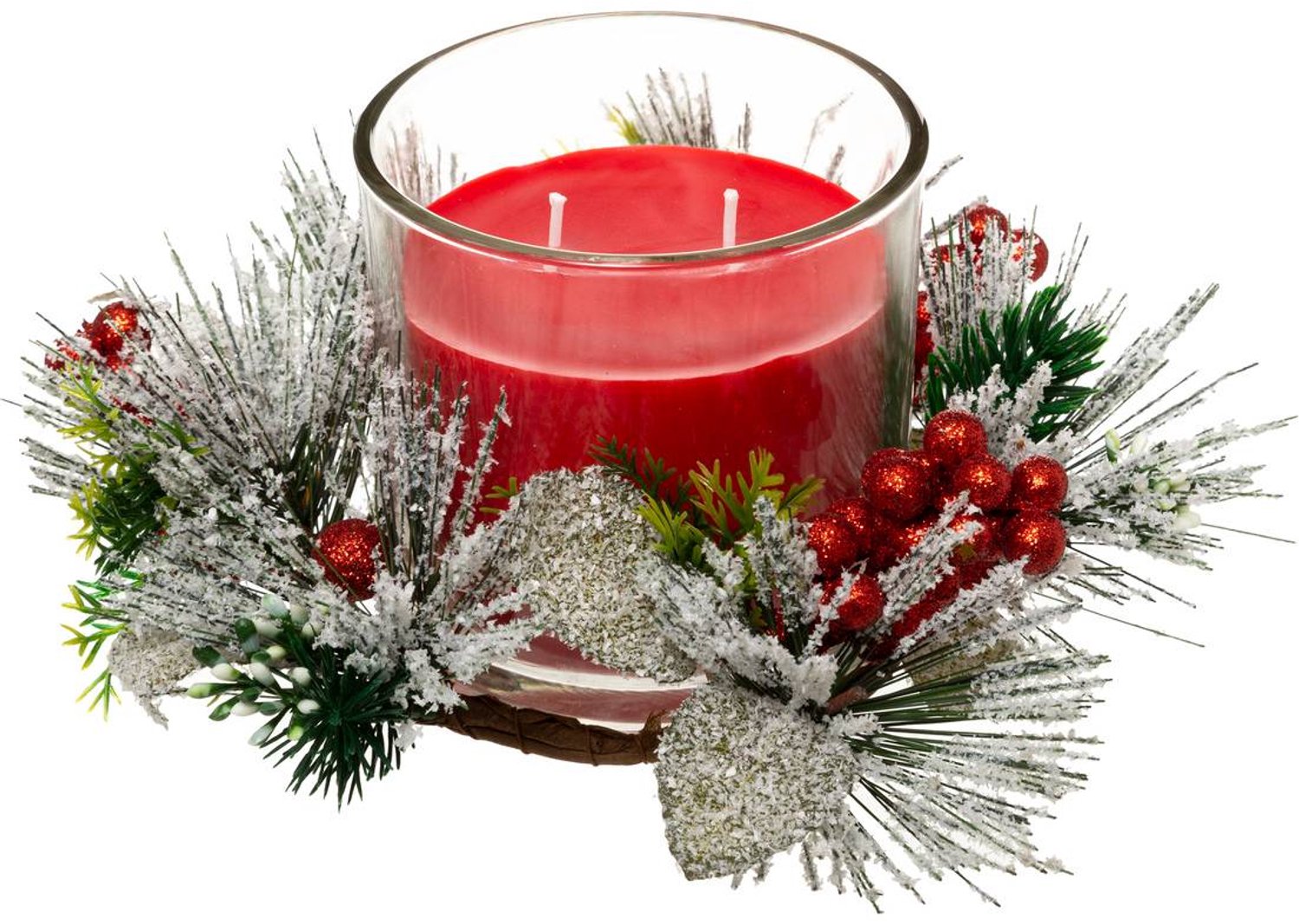 Feeric lights & Christmas Doosje kaars centreerwerk gm met blad 270g rouge