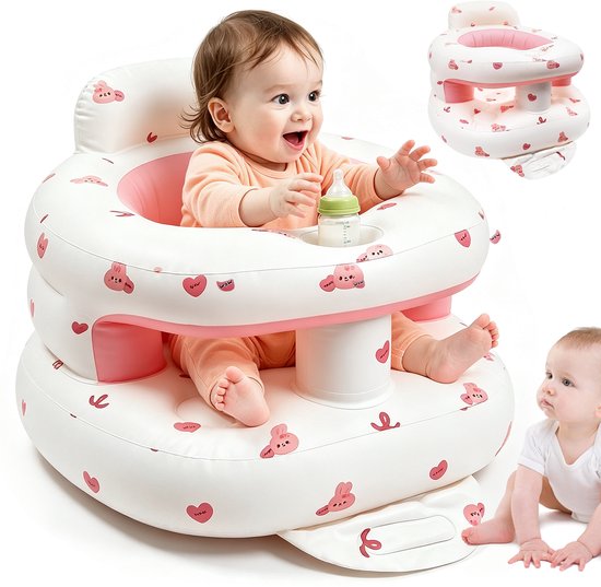Opblaasstoel Baby - Opblaasbare Baby Stoel - Opblaasbaar Babyzitje - Zelfopblazend Kinderzitje - 53x51x38cm - Veiligheidsrail - Anti-kantel - Vanaf 3 Maanden - Ingebouwde Pomp - 30 kg - Opvouwbaar - Voor Spelen & Voeden & Reizen — afbeelding 2