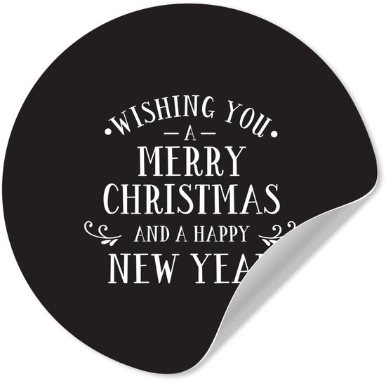 Citation de Noël Je vous souhaite un joyeux Noël sur fond noir Sticker papier peint cercle mural - 100x100 cm - peinture ronde - cercle papier peint - cercle mural - cercle vivant - autocollant & découpe ronde