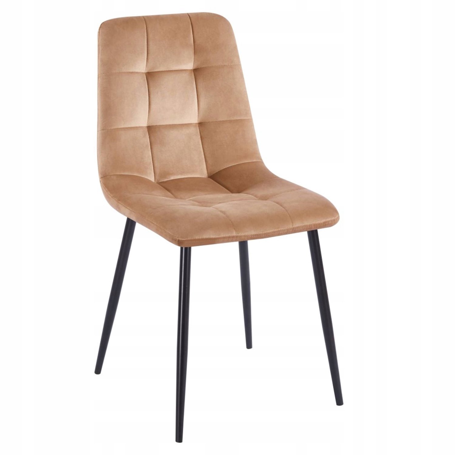 Furnitex Riviera 24 - Eetkamerstoel - Cappuccinokleurig fluweel - Zwarte metalen poten