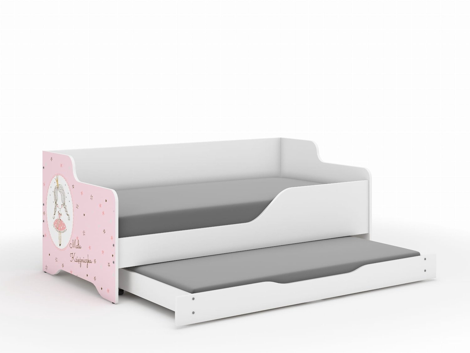 Wooden Toys Lilu - Kinderbed met onderschuifbed - Prinses - 160 x 80 cm wit