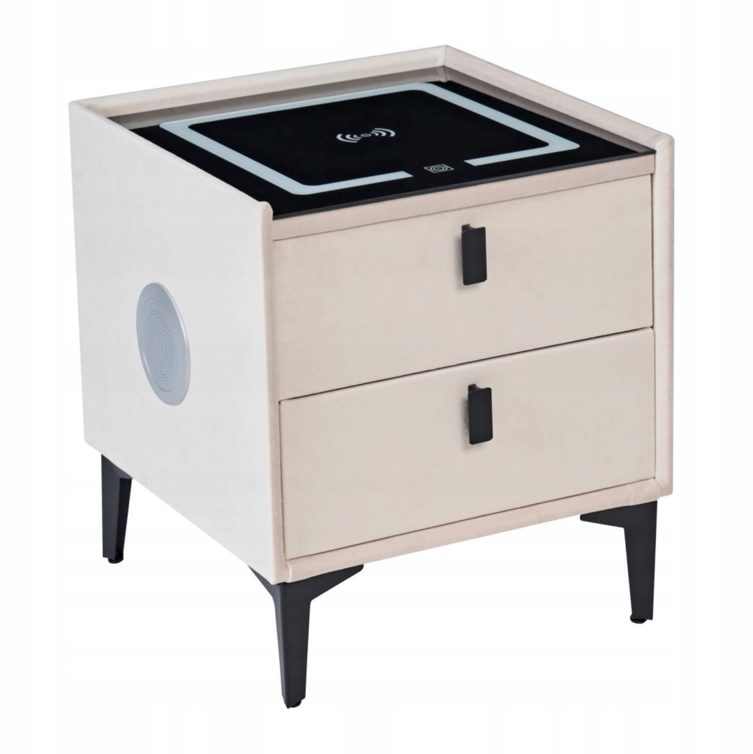 Furnitex SMART SN11-FX - Nachtkastje - Beige fluweel - LED, USB en Bluetooth