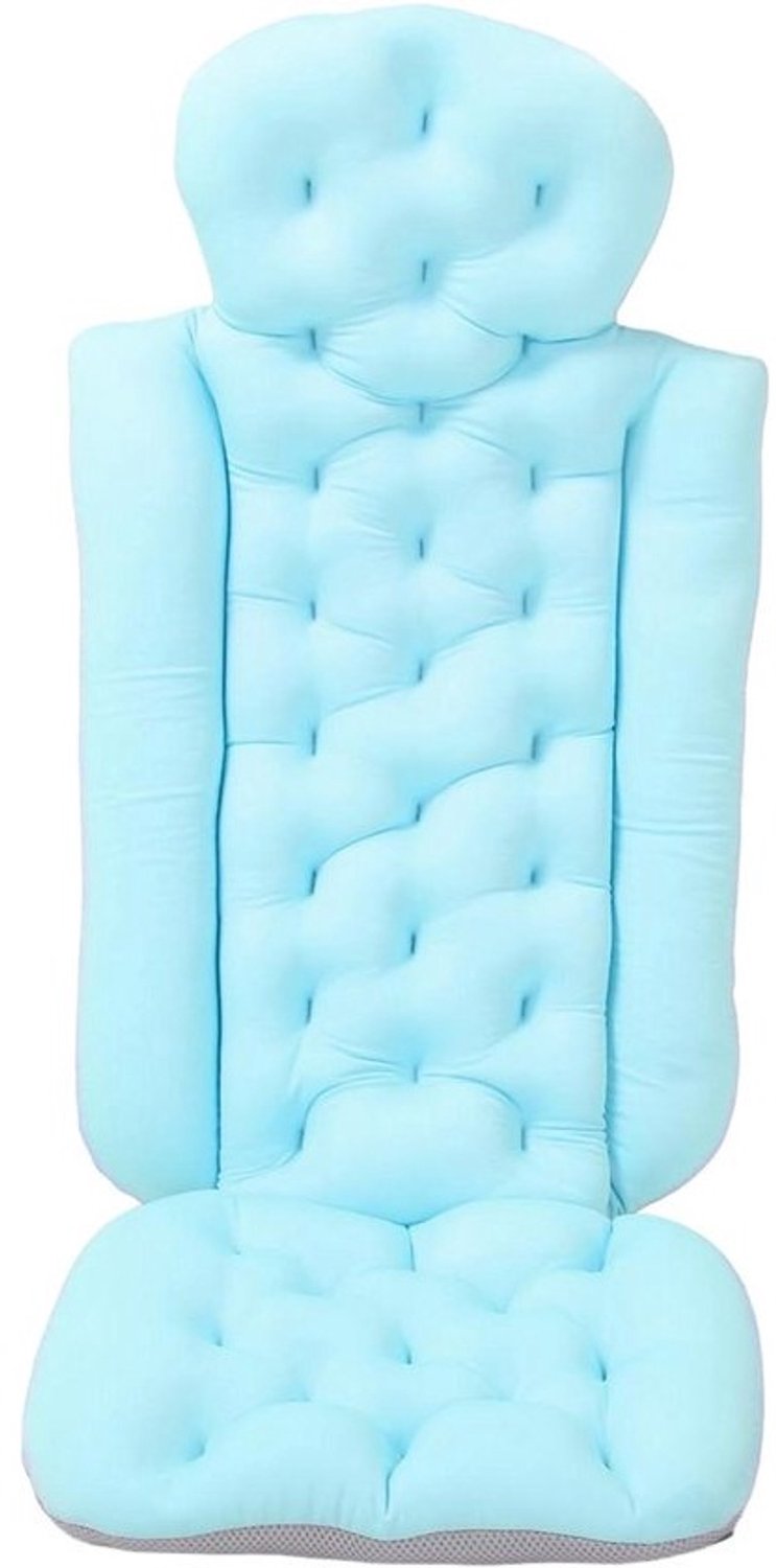 Badkussen voor het hele lichaam - Kussen met zuignap - Ontspannen in bad - Ergonomisch ontwerp - 101 cm lang - Blauw