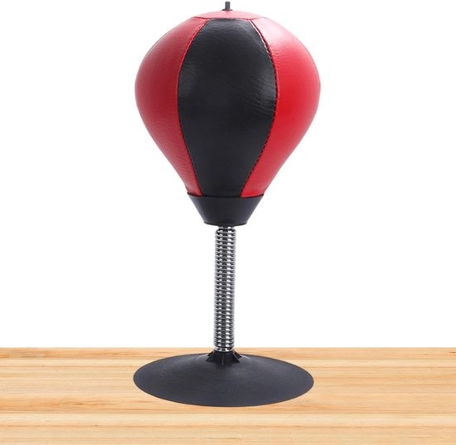 Boksbal voor bureau - Stressbal als bokszak - Stress verlichten - Bevestiging met zuignap - 37 cm - Zwart en rood