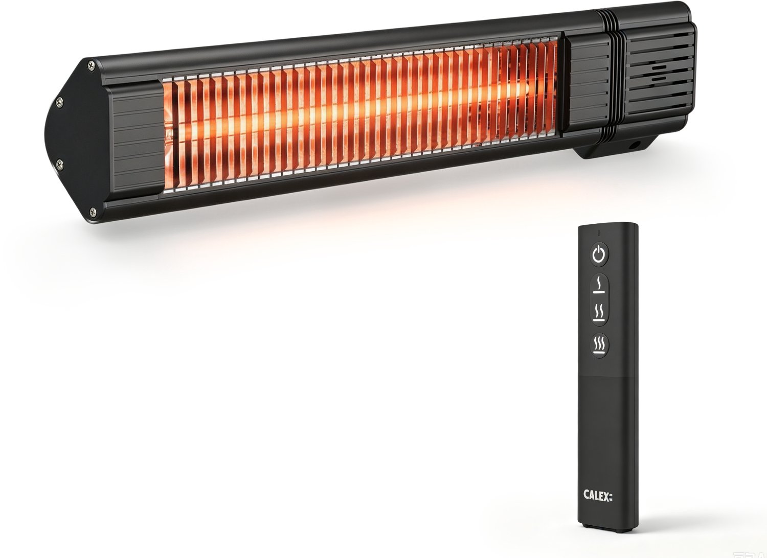 Calex Infrarood Wand Heater - Carbon Fiber Tube - 2000W - IP44 - Afstandsbediening - Zwart