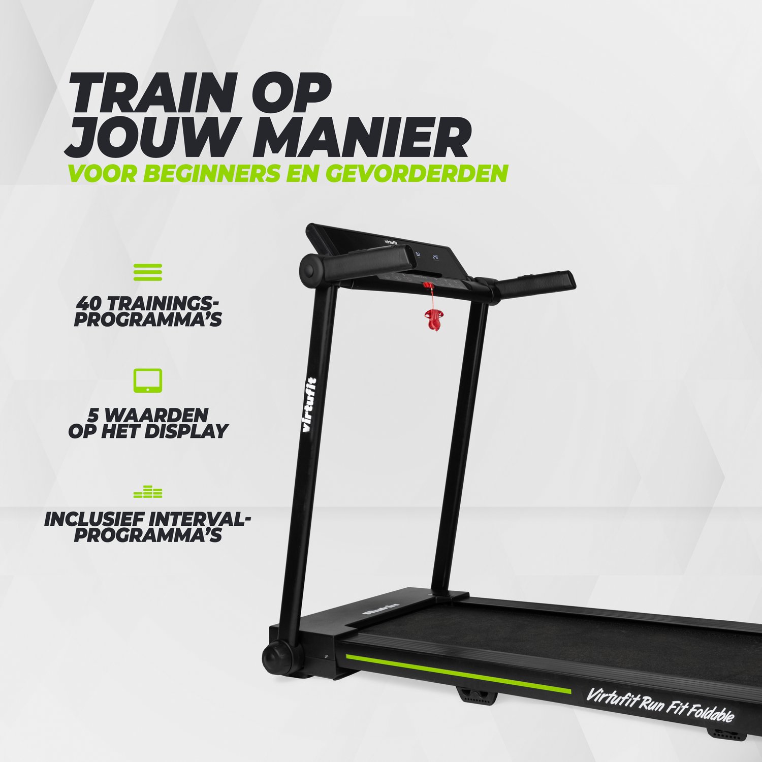 VirtuFit Loopband Inklapbaar 14 km/u 40 Programma's Zwart - afbeelding 2