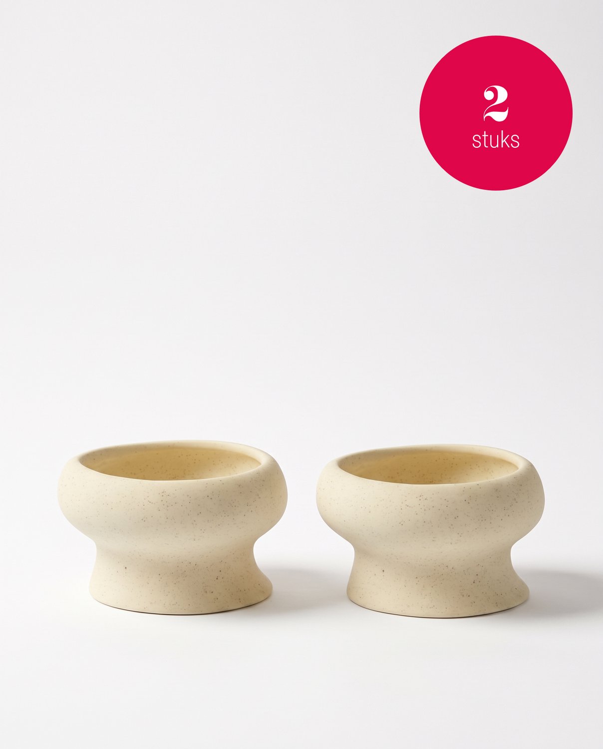 vtwonen - Waxinelichthouders Organic - Naturel - Keramiek - Set van 2 - 9 x 5,5 cm
