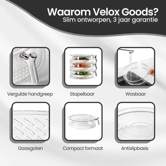 Velox Goods Voedselkappen Stapelbaar - Set van 3 - Transparant — afbeelding 3