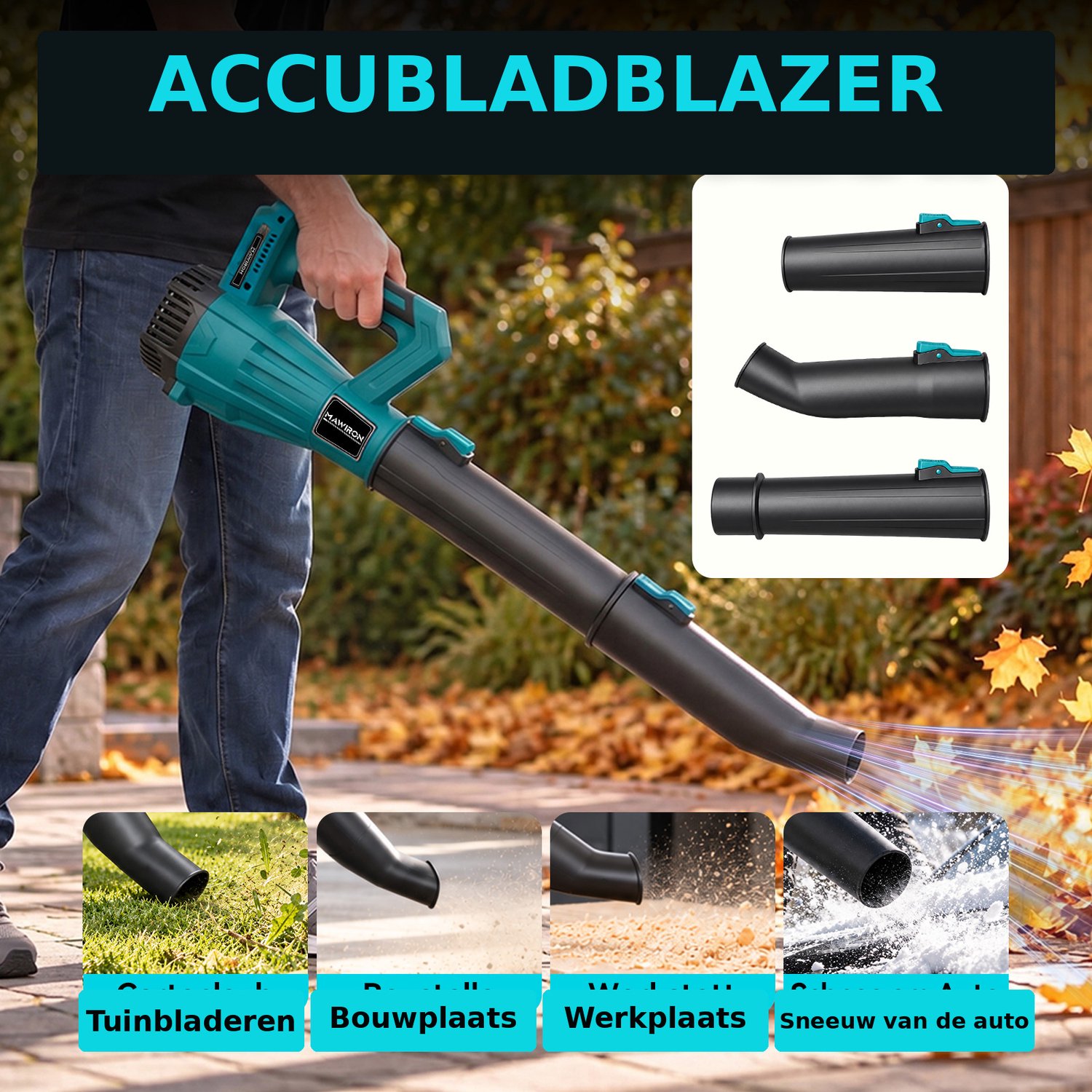 Turbo Jet Accublazer 590 CFM – 165 MPH – 22.000 RPM – Professionele Krachtige Blower met 6 Snelheden voor Tuin, Werkplaats, Auto en Sneeuw
