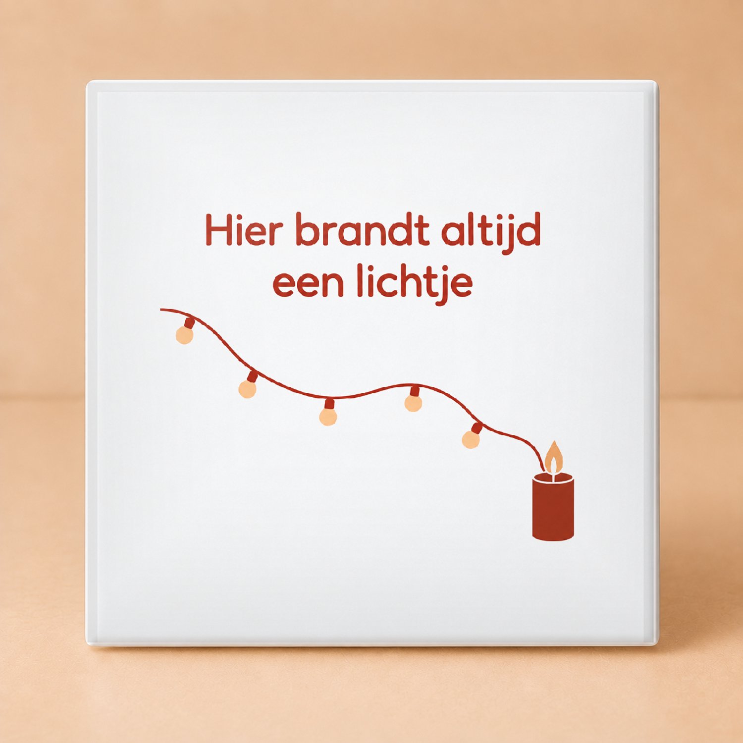 Bedruk King Moderne typografische Winterse gloed in huis Tegel – Stijlvolle decoratieve poster voor warme sfeer en interieur - 15 x 15 cm Wit