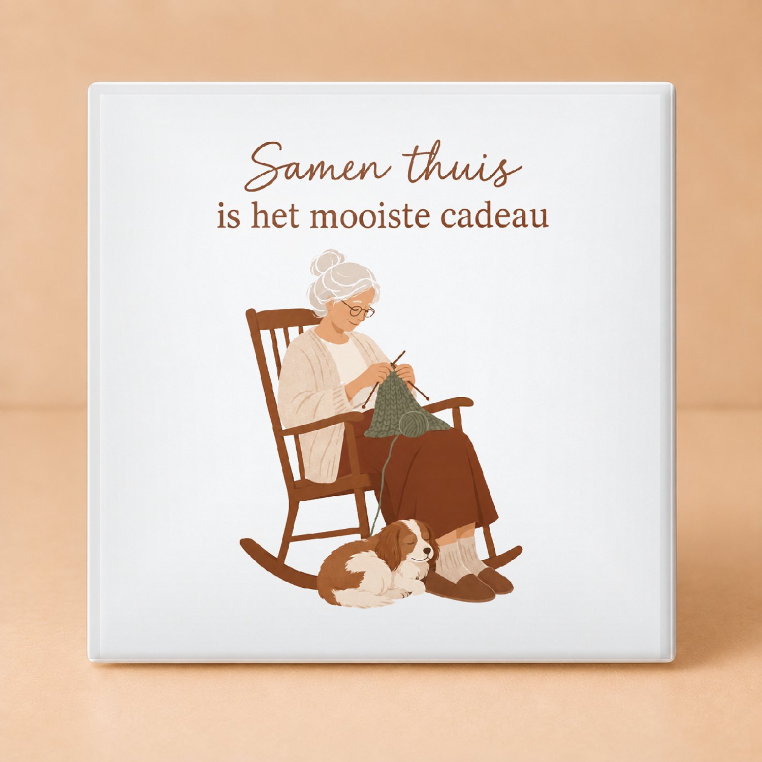Bedruk King Minimalistische Winterse Gloed in Huis Tegel – Scandinavisch Design Wanddecoratie voor Gezellige Huizen - 15 x 15 cm Wit